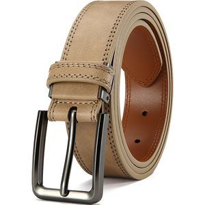 Men's Leather Belt - 1 3/8" Genuine Cowhide Dress Belt For Work, With😌
